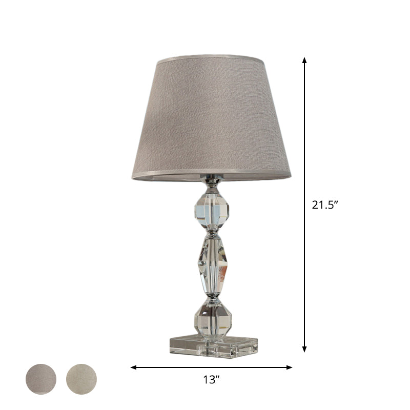 1 Head Faceted Balls Table Light Modern Clear Crystals Nightstand Lamp with Barrel Fabric Shade Clearhalo 'Lamps' 'Table Lamps' Lighting' 1409279