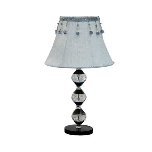 1 Head Beveled Orbs Table Light Modern Clear Crystal Night Stand Lamp with Bell Fabric Shade Clearhalo 'Lamps' 'Table Lamps' Lighting' 1409294
