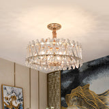 Contemporary Drum Pendant 6 Heads Slanted Clear Crystal Prisms Hanging Chandelier for Dining Room Clear Clearhalo 'Ceiling Lights' 'Chandeliers' 'Clear' 'Industrial' 'Modern Chandeliers' 'Modern' 'Tiffany' 'Traditional Chandeliers' Lighting' 1409345