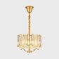 3/4 Heads Drum Hanging Lamp Traditional Gold Crystal Embedded Chandelier Light with Scrolls, 16"/19.5" W Clearhalo 'Ceiling Lights' 'Chandeliers' Lighting' options 1409360