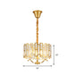 3/4 Heads Drum Hanging Lamp Traditional Gold Crystal Embedded Chandelier Light with Scrolls, 16"/19.5" W Clearhalo 'Ceiling Lights' 'Chandeliers' Lighting' options 1409361