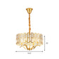 3/4 Heads Drum Hanging Lamp Traditional Gold Crystal Embedded Chandelier Light with Scrolls, 16"/19.5" W Clearhalo 'Ceiling Lights' 'Chandeliers' Lighting' options 1409366