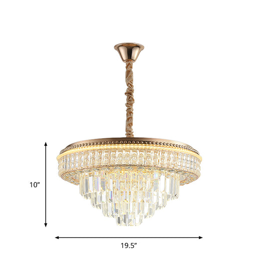 Clear Crystal Prisms Taper Chandelier Contemporary Dinning Room LED Suspension Pendant Clearhalo 'Ceiling Lights' 'Chandeliers' 'Clear' 'Industrial' 'Modern Chandeliers' 'Modern' 'Tiffany' 'Traditional Chandeliers' Lighting' 1409383