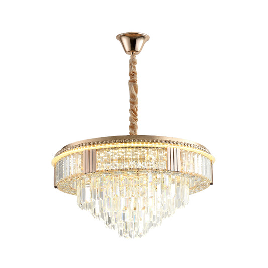 LED Suspension Lighting Modern Tapered Clear Rectangle Crystals Hanging Chandelier for Dinning Room Clearhalo 'Ceiling Lights' 'Chandeliers' 'Clear' 'Industrial' 'Modern Chandeliers' 'Modern' 'Tiffany' 'Traditional Chandeliers' Lighting' 1409385