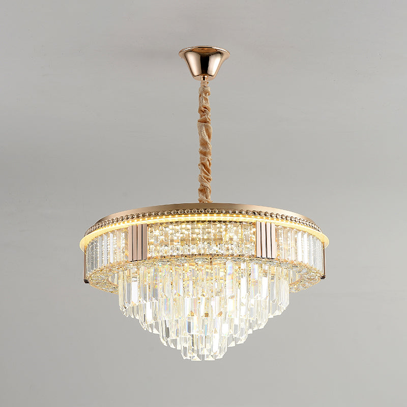 LED Suspension Lighting Modern Tapered Clear Rectangle Crystals Hanging Chandelier for Dinning Room Clearhalo 'Ceiling Lights' 'Chandeliers' 'Clear' 'Industrial' 'Modern Chandeliers' 'Modern' 'Tiffany' 'Traditional Chandeliers' Lighting' 1409386