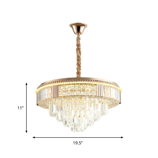 LED Suspension Lighting Modern Tapered Clear Rectangle Crystals Hanging Chandelier for Dinning Room Clearhalo 'Ceiling Lights' 'Chandeliers' 'Clear' 'Industrial' 'Modern Chandeliers' 'Modern' 'Tiffany' 'Traditional Chandeliers' Lighting' 1409387