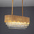 Gold Finish 8 Bulbs Island Lighting Contemporary Faceted Crystal Blocks Oval Hanging Light Gold Clearhalo 'Ceiling Lights' 'Island Lights' Lighting' 1409392