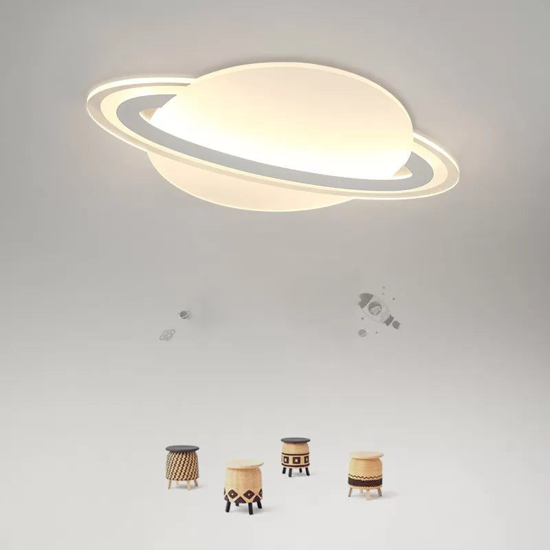 Planet Shaped Ceiling Fixture Modern Acrylic Ceiling Mount Light in White for Boys Bedroom White Warm Clearhalo 'Ceiling Lights' 'Close To Ceiling Lights' 'Close to ceiling' 'Flush mount' Lighting' 14094