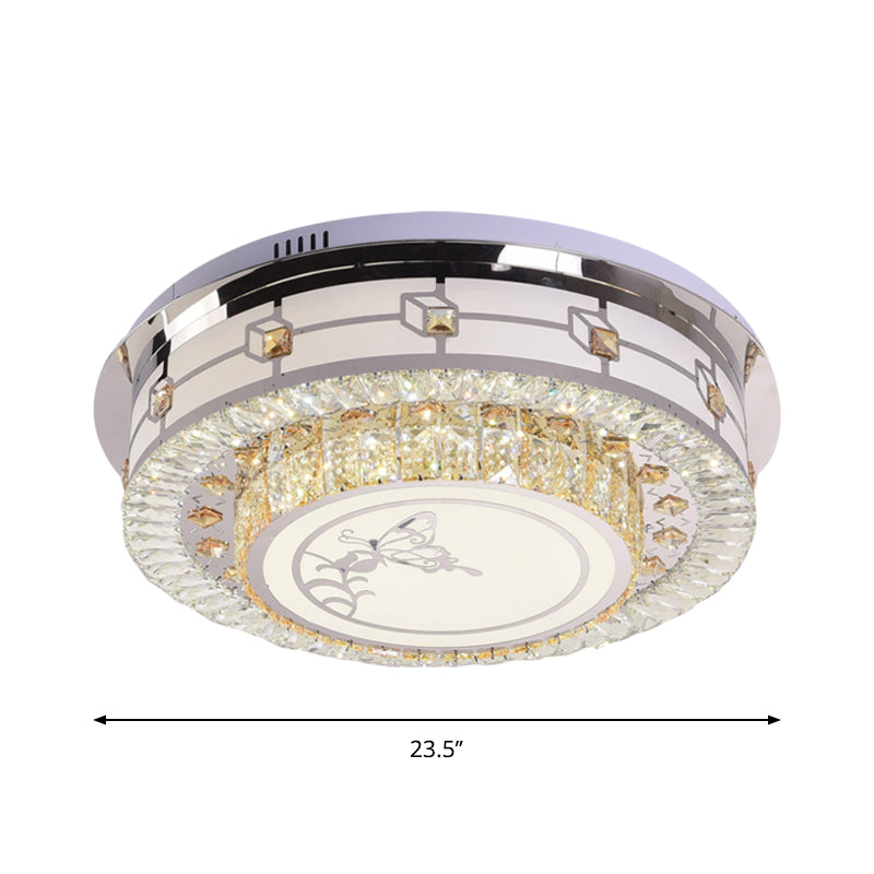 Stainless-Steel LED Ceiling Mount Contemporary Clear Crystal Blocks ...