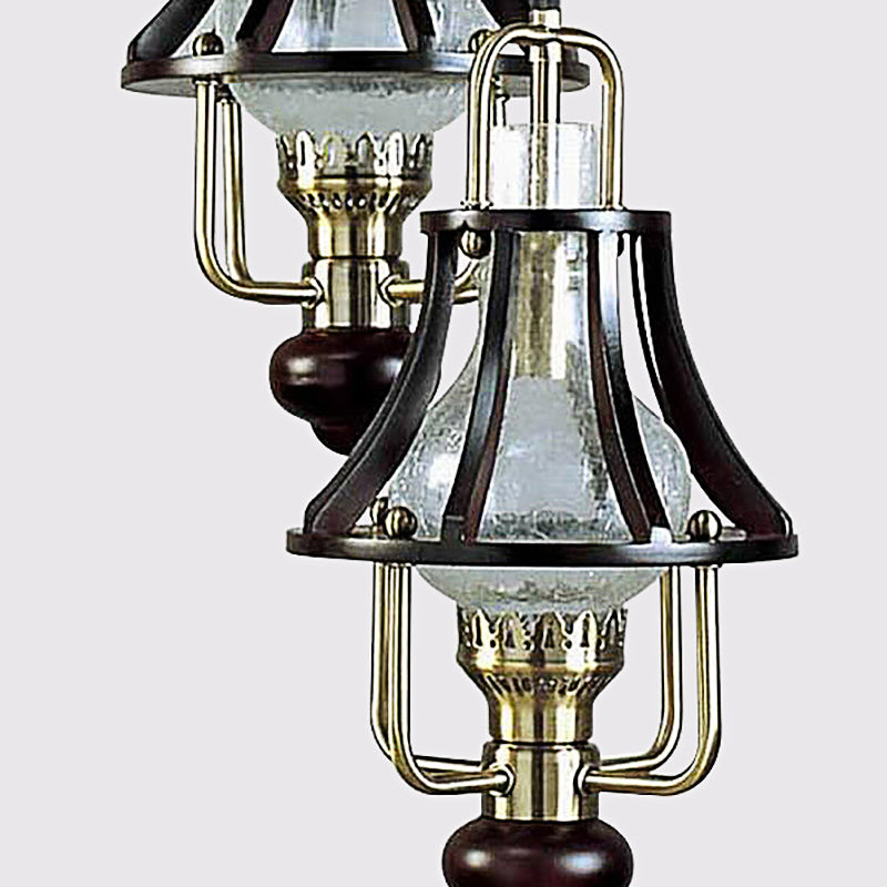3 Lights Bell Caged Ceiling Pendant Vintage Style Black Finish Metal and Crystal Dining Room Hanging Fixture Clearhalo 'Art Deco Pendants' 'Black' 'Cast Iron' 'Ceiling Lights' 'Ceramic' 'Crystal' 'Industrial Pendants' 'Industrial' 'Metal' 'Middle Century Pendants' 'Pendant Lights' 'Pendants' 'Rustic Pendants' 'Tiffany' Lighting' 140948