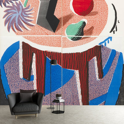 Table Still Life Painting Murals Decorative Smooth Surface Wall Art in Blue and Purple Blue-Purple Clearhalo 'Wall Decor' 'Wall Mural' 1409516