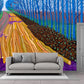 Modern Art Winter Timber Mural Decal Blue-Purple-Yellow Moisture Resistant Wall Covering for Home Clearhalo 'Wall Decor' 'Wall Mural' 1409538
