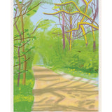 Modern Art Forest Path Murals Wallpaper in Yellow-Green Living Room Wall Decor, Custom Size