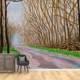 Brown Roadside Leafless Trees Mural Waterproof Artistic Living Room Wall Decoration Clearhalo 'Wall Decor' 'Wall Mural' 1409593