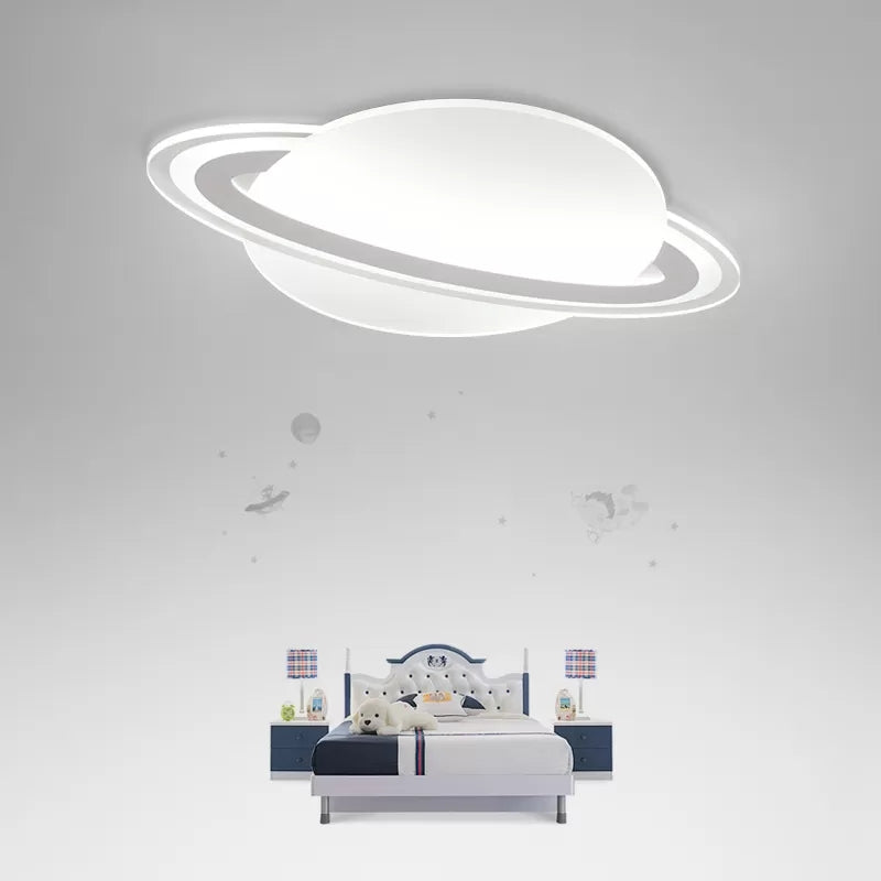 Planet Shaped Ceiling Fixture Modern Acrylic Ceiling Mount Light in White for Boys Bedroom White White Clearhalo 'Ceiling Lights' 'Close To Ceiling Lights' 'Close to ceiling' 'Flush mount' Lighting' 14096
