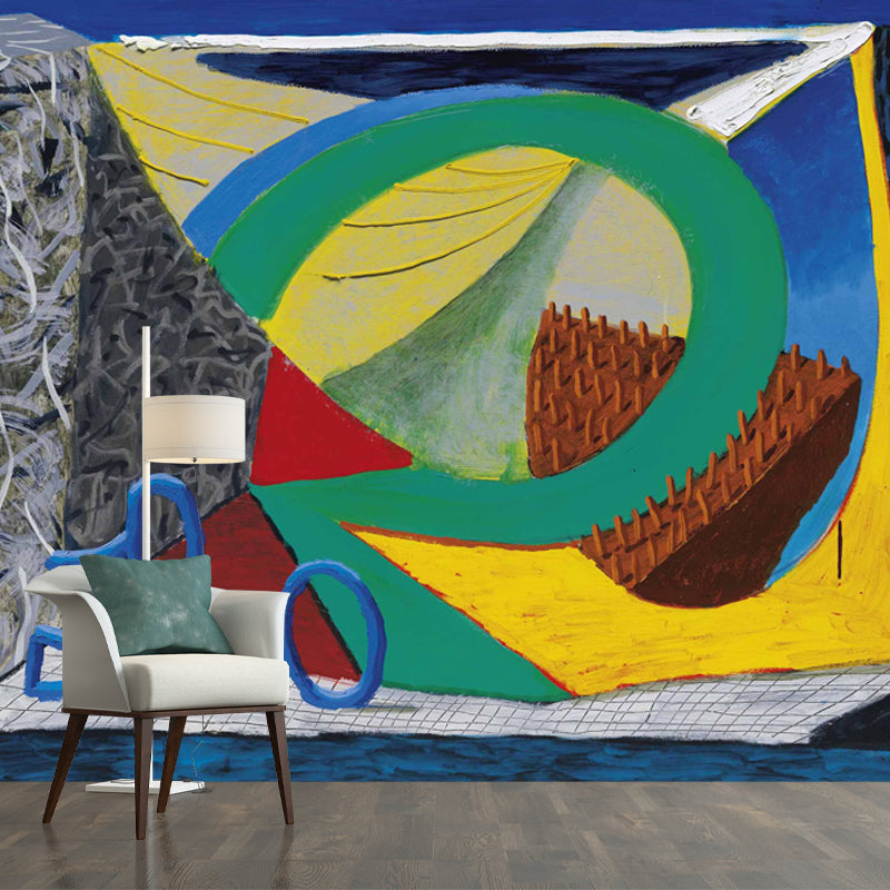 Pop Art Abstract Wallpaper Mural for Home Gallery Customized Wall Decor in Red-Yellow-Blue-Green Clearhalo 'Wall Decor' 'Wall Mural' 1409652