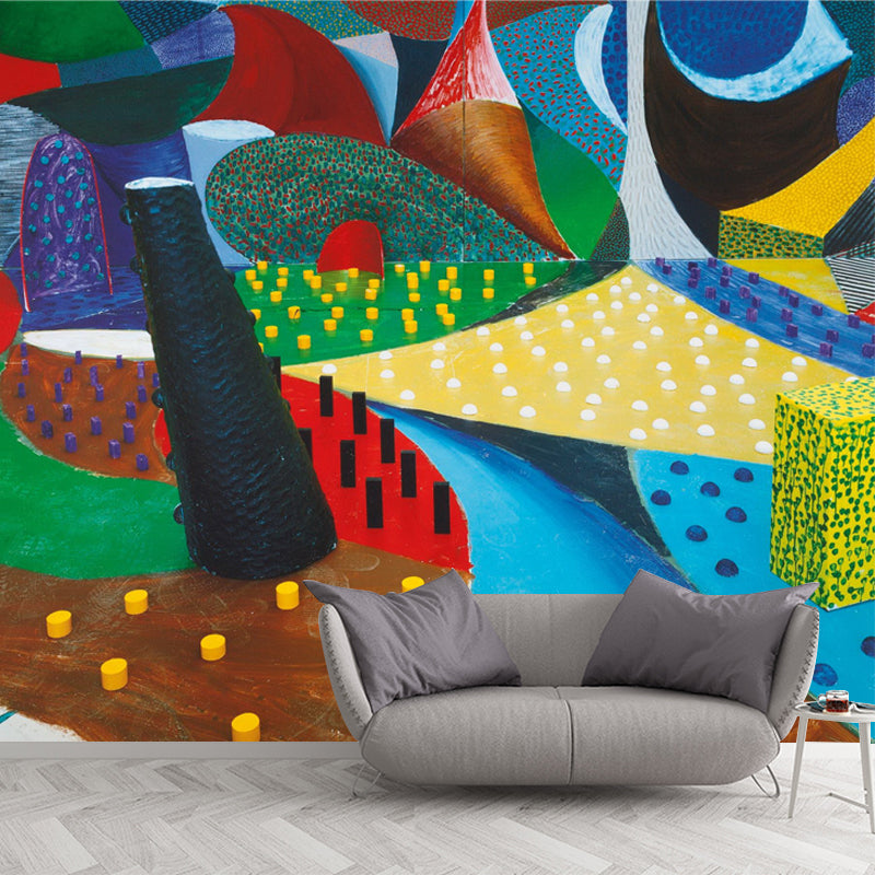 Pop Art Abstract Wallpaper Mural for Home Gallery Customized Wall Decor in Red-Yellow-Blue-Green Red-Yellow-Blue-Green B Clearhalo 'Wall Decor' 'Wall Mural' 1409656