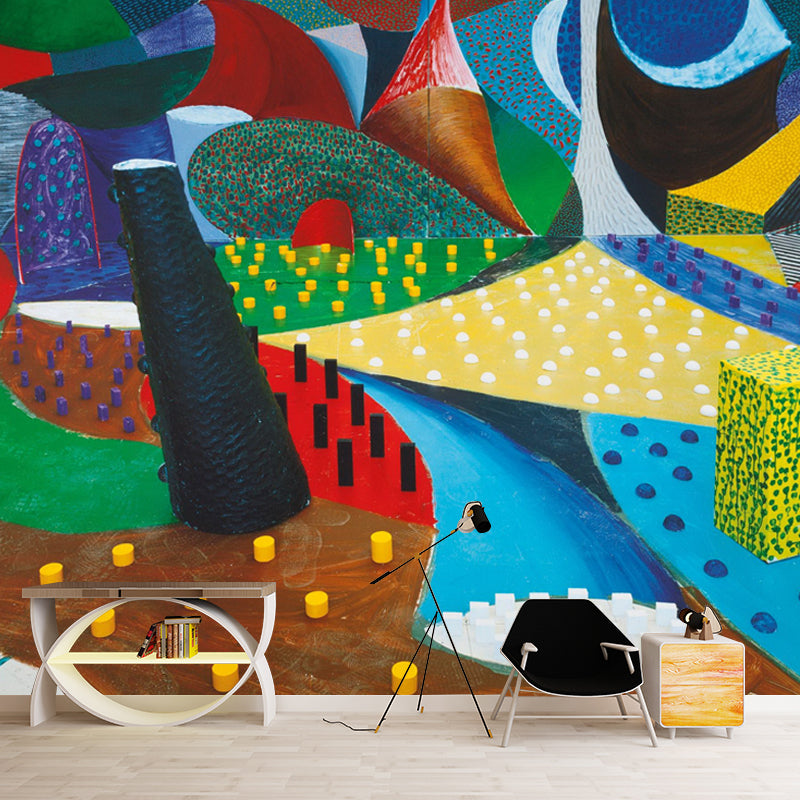 Pop Art Abstract Wallpaper Mural for Home Gallery Customized Wall Decor in Red-Yellow-Blue-Green Clearhalo 'Wall Decor' 'Wall Mural' 1409658