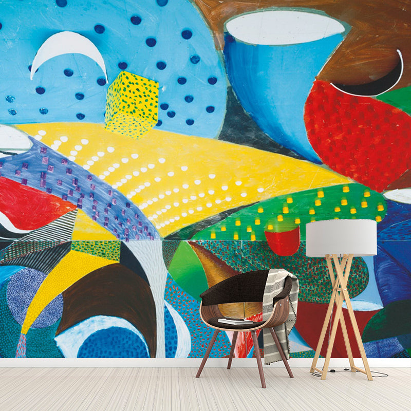 Pop Art Abstract Wallpaper Mural for Home Gallery Customized Wall Decor in Red-Yellow-Blue-Green Red-Yellow-Blue-Green C Clearhalo 'Wall Decor' 'Wall Mural' 1409661