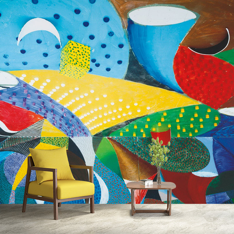 Pop Art Abstract Wallpaper Mural for Home Gallery Customized Wall Decor in Red-Yellow-Blue-Green Clearhalo 'Wall Decor' 'Wall Mural' 1409662