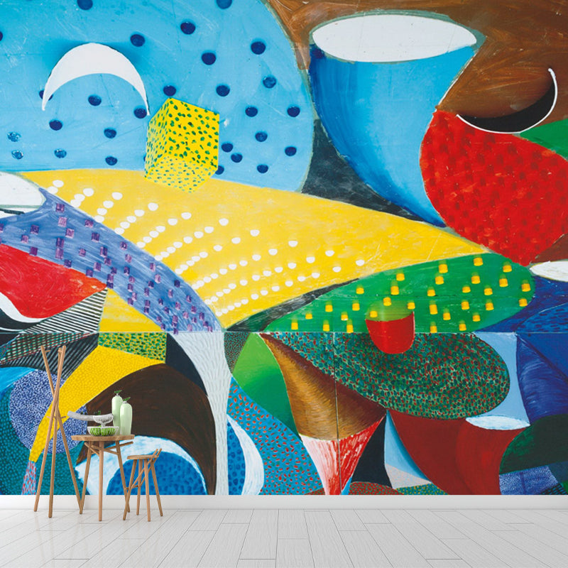 Pop Art Abstract Wallpaper Mural for Home Gallery Customized Wall Decor in Red-Yellow-Blue-Green Clearhalo 'Wall Decor' 'Wall Mural' 1409663