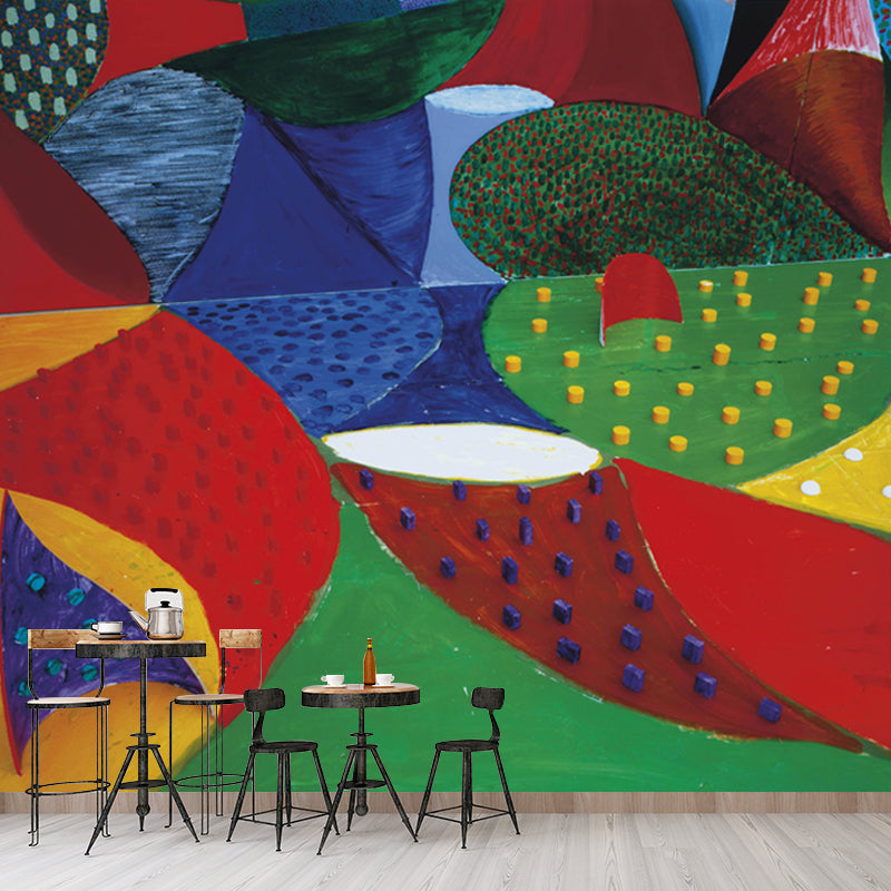 Pop Art Abstract Wallpaper Mural for Home Gallery Customized Wall Decor in Red-Yellow-Blue-Green Clearhalo 'Wall Decor' 'Wall Mural' 1409668