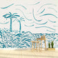 Art Tropical Landscape Wall Mural Decal in Blue Scenery Painting Wall Covering for Home Clearhalo 'Wall Decor' 'Wall Mural' 1409702