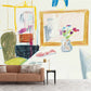 Enjoying Lobster Drawing Mural Wallpaper Artistic Smooth Wall Covering in Yellow-Green Clearhalo 'Wall Decor' 'Wall Mural' 1409852