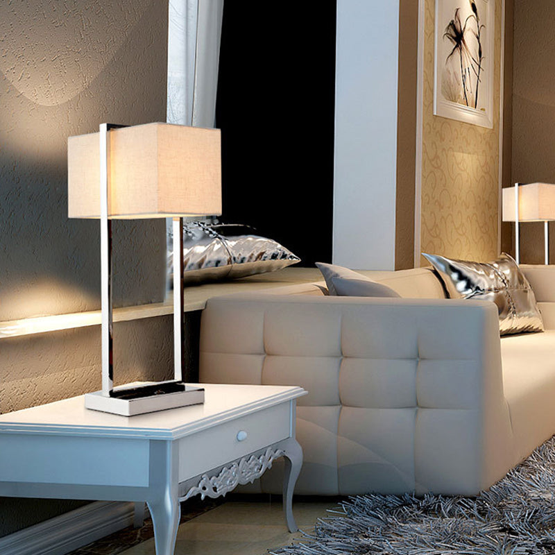 LED Rectangular Reading Book Light Modernism Fabric Task Lighting in Beige for Bedroom Beige Clearhalo 'Lamps' 'Table Lamps' Lighting' 140994