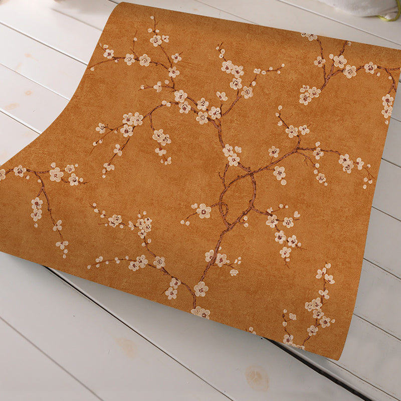 Plum Flower Wallpaper Roll Country Style Non-Woven Cloth Wall Decor in Light Color Clearhalo 'Country wall decor' 'Rustic' 'Wallpaper' Wall Decor' 1409965