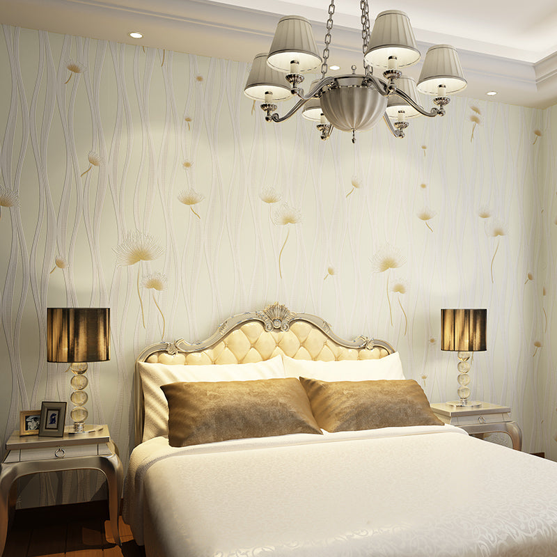 Soft Color Dandelion Wallpaper Roll Stain Resistant Countryside Girls Bedroom Wall Art Clearhalo 'Country wall decor' 'Rustic' 'Wallpaper' Wall Decor' 1409984