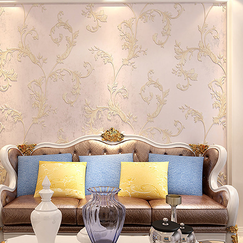 Rural Swirling Leaf Wallpaper for Living Room 57.1-sq ft Wall Covering in Pastel Color Clearhalo 'Country wall decor' 'Rustic' 'Wallpaper' Wall Decor' 1410017