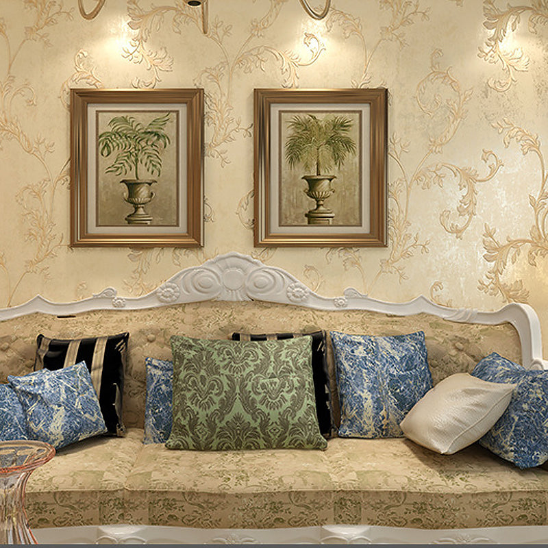 Rural Swirling Leaf Wallpaper for Living Room 57.1-sq ft Wall Covering in Pastel Color Clearhalo 'Country wall decor' 'Rustic' 'Wallpaper' Wall Decor' 1410025