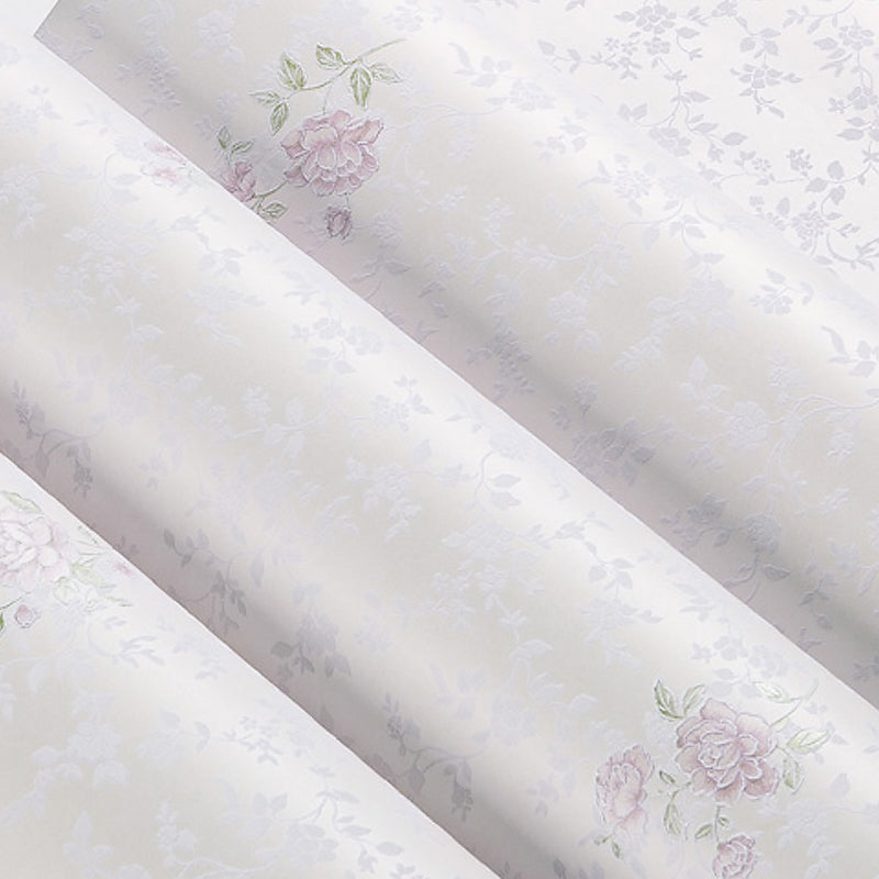 Countryside Peony Printed Wallpaper Pastel Color Living Room Wall Art, 54.2-sq ft Light Purple Clearhalo 'Country wall decor' 'Rustic' 'Wallpaper' Wall Decor' 1410108