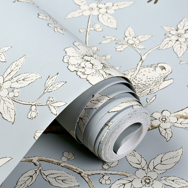 Rustic Basket of Fruit Wallpaper Sky Blue Floral Print Wall Covering for Dining Room Clearhalo 'Country wall decor' 'Rustic' 'Wallpaper' Wall Decor' 1410117