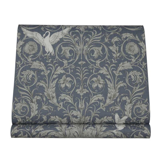 Bird and Flower Print Wallpaper Dark Blue Countryside Wall Covering for Accent Wall Clearhalo 'Country wall decor' 'Rustic' 'Wallpaper' Wall Decor' 1410133