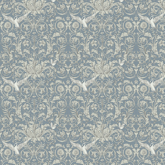 Bird and Flower Print Wallpaper Dark Blue Countryside Wall Covering for Accent Wall Clearhalo 'Country wall decor' 'Rustic' 'Wallpaper' Wall Decor' 1410134