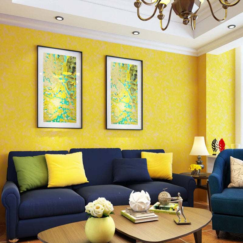 Countryside Solid Mottling Wallpaper Bright Yellow Water Resistant Wall Art for Living Room Yellow Clearhalo 'Country wall decor' 'Rustic' 'Wallpaper' Wall Decor' 1410194