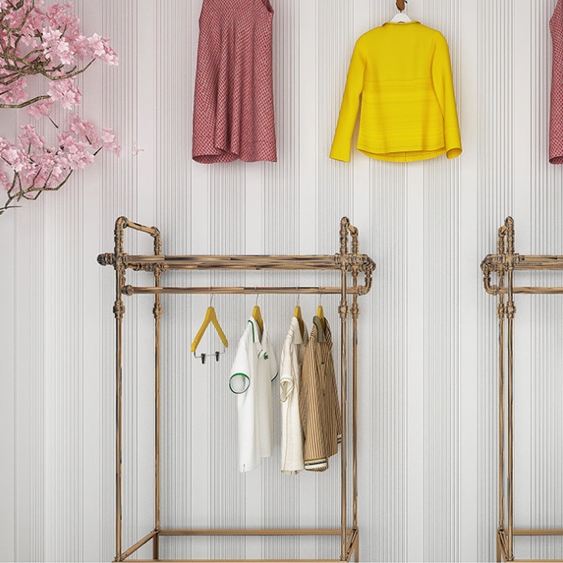 Non-Woven White Wallpaper Simple Stripes Wall Covering for Living Room, 33' x 20.5" White Clearhalo 'Modern wall decor' 'Modern' 'Wallpaper' Wall Decor' 1410212