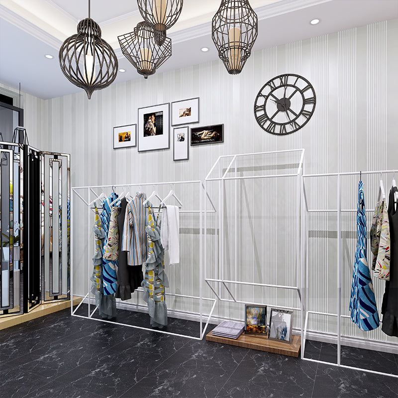 Non-Woven White Wallpaper Simple Stripes Wall Covering for Living Room, 33' x 20.5" Clearhalo 'Modern wall decor' 'Modern' 'Wallpaper' Wall Decor' 1410213