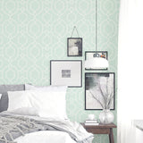 Symmetric Geometry Wallpaper Roll Modern Style Paper Printed Wall Decor in Mint Green Clearhalo 'Modern wall decor' 'Modern' 'Wallpaper' Wall Decor' 1410244
