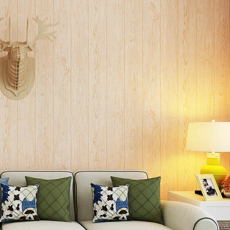 Pastel Color Wood Wallpaper Stain Resistant Wall Covering for Living Room, Non-Pasted Light Yellow Clearhalo &#39;Country wall decor&#39; &#39;Rustic&#39; &#39;Wallpaper&#39; Wall Decor&#39; 1410256