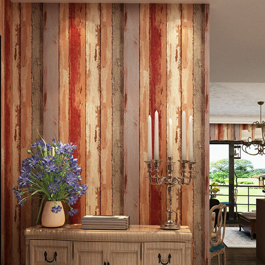 Rustic Faux-Paint Wood Wallpaper Dark Color Restaurant Wall Art, 33' L x 20.5" W Clearhalo 'Country wall decor' 'Rustic' 'Wallpaper' Wall Decor' 1410265