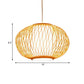Beige Hand-Knitted Hanging Lighting with Drum Shade Modernism 10"/16" W 1 Bulb Bamboo Ceiling Lamp for Dining Room Clearhalo 'Ceiling Lights' 'Pendant Lights' 'Pendants' Lighting' 141087