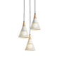 Nordic Cone Ceiling Light 3 Heads Metal and Wood Pendant Lighting with Wire Frame and Linear/Round Canopy in Black/White Clearhalo 'Ceiling Lights' 'Modern Pendants' 'Modern' 'Pendant Lights' 'Pendants' Lighting' 141102