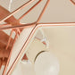 3 Bulbs Wire Frame Pendant Lamp Modern Style Rose Gold Fabric and Metal Ceiling Pendant Lamp with Linear/Round Canopy Clearhalo 'Ceiling Lights' 'Modern Pendants' 'Modern' 'Pendant Lights' 'Pendants' Lighting' 141111