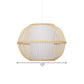Bamboo Handmade Hanging Light Fixture Asian Style 12"/14" W 1-Light Beige Suspended Lamp with White Cylinder Inner Shade Clearhalo 'Ceiling Lights' 'Pendant Lights' 'Pendants' Lighting' 141137