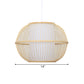 Bamboo Handmade Hanging Light Fixture Asian Style 12"/14" W 1-Light Beige Suspended Lamp with White Cylinder Inner Shade Clearhalo 'Ceiling Lights' 'Pendant Lights' 'Pendants' Lighting' 141138