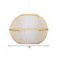 Bamboo Handmade Hanging Light Fixture Asian Style 12"/14" W 1-Light Beige Suspended Lamp with White Cylinder Inner Shade Clearhalo 'Ceiling Lights' 'Pendant Lights' 'Pendants' Lighting' 141139
