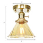 Cone Ruffle Glass Semi Flush Vintage Retro 1 Bulb Living Room Light Fixture in Clear/Amber Clearhalo 'Ceiling Lights' 'Close To Ceiling Lights' 'Close to ceiling' 'Glass shade' 'Glass' 'Semi-flushmount' Lighting' 141168